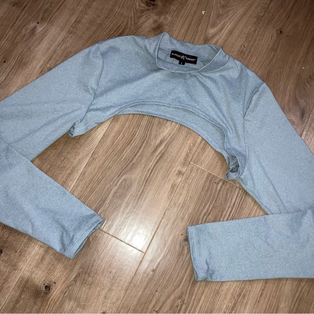 Gray mock turtleneck bolero